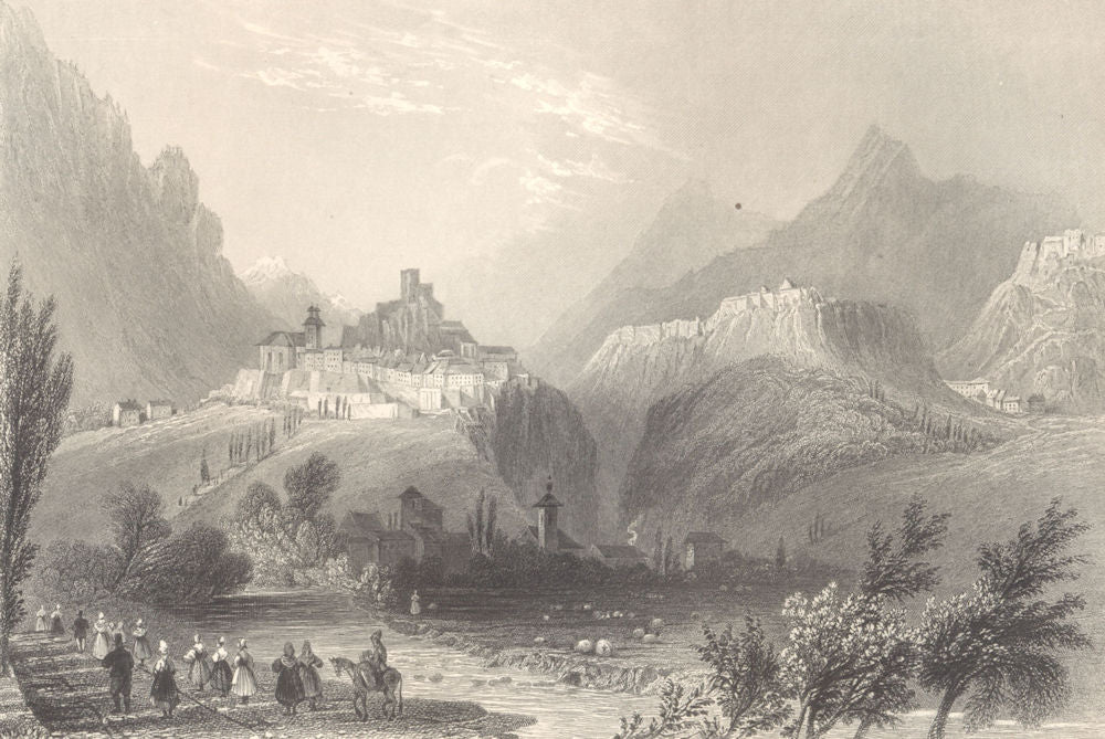 HAUTES-ALPES. Approach to Briançon, from Mount Dauphin. BARTLETT 1838 print